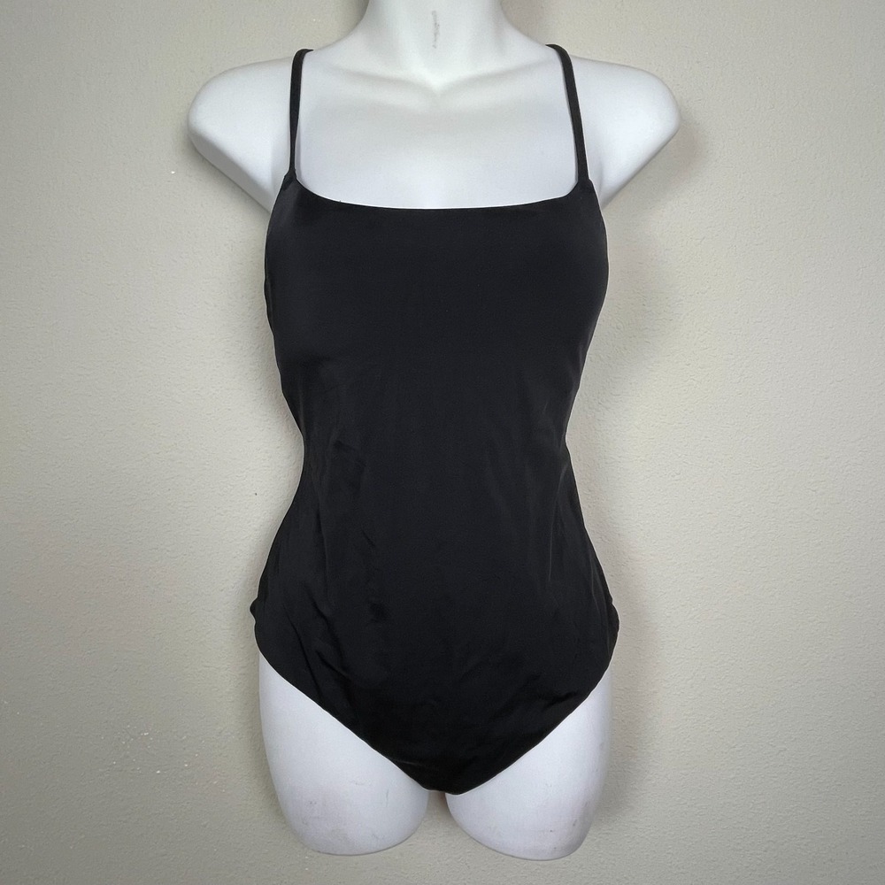 Victoria Secret Black Swimsuit One Piece Open Back Lace Up Size M
